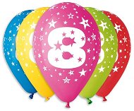 Inflatable Balloons, 30cm, Number "8", Mixed Colours, 5pcs - Balloons