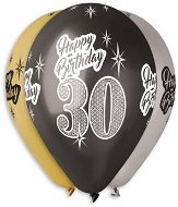 Inflatable balloons, 30cm, Happy Birthday "30", Mixed Colours, 5pcs - Balloons