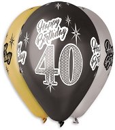 Inflatable balloons, 30cm, Happy Birthday "40", Mixed Colours, 5pcs - Balloons