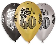Inflatable balloons, 30cm, Happy Birthday "60", Mixed Colours, 5pcs - Balloons