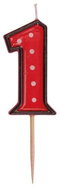 Birthday Candle, 5cm, Number "1", Red - Candle