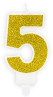 Birthday Candle, 7cm, Number "5", Gold - Candle