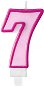 Birthday Candle, 7cm, Number "7", Pink - Candle