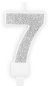 Birthday Candle, 7cm, Number "7", Silver - Candle