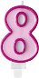Birthday Candle, 7cm, Number "8", Pink - Candle