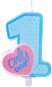 Birthday candle, 8cm, digit &quot;1&quot;, only one, blue - Candle