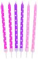 Cake Candles, 10cm, with Stand, Polka Dots, Purple, Pink, 24 pcs - Candle