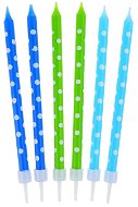 Cake Candles, 10cm, with Stand, Polka Dots, Blue, Green, 24pcs - Candle