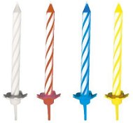 Cake candles, 6cm, with stand, stripes, mix of colours, 24 pcs - Candle