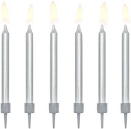 Cake candles, 6cm, silver, 6pcs - Candle