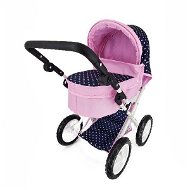 Rappa pram for dolls with pointing handle, blue with polka dots - Doll Stroller