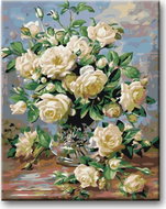 Painting by Numbers - White Roses 40x50cm without Frame and Stretching of the Canvas - Painting by Numbers