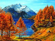 Painting by Numbers - Lake under the Mountain 80x100cm on Canvas for Frame - Painting by Numbers