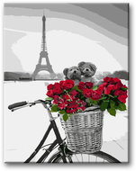 Painting by Numbers - Teddy Bears with the Eiffel Tower 80x100cm on Canvas for Frame - Painting by Numbers