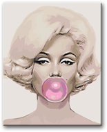 Painting by Numbers - Marilyn with a Bubble 40x50cm on Canvas Stretched over Frame - Painting by Numbers