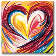 Painting by Numbers - Rainbow Painted Heart 40x40cm on Canvas Stretched over Frame - Painting by Numbers