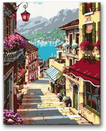 Painting by numbers - A small town 40x50 cm without a frame and without turning off the canvas - Painting by Numbers
