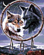 Painting by Numbers - Wolves with a Talisman 80x100cm without Frame and Stretching of the Canvas - Painting by Numbers