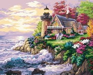 Painting by Numbers - Lighthouse on the Coast 40x50cm without Frame and Stretching of the Canvas - Painting by Numbers