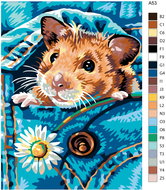 Painting by Numbers - Hamster with Daisy 60x80cm on Canvas Stretched over Frame - Painting by Numbers