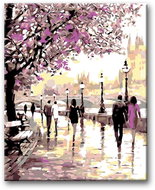 Painting by Numbers - Sakura in Prague 40x50cm on Canvas Stretched over Frame - Painting by Numbers