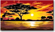 Painting by Numbers - Africa Giraffe and Elephants 40x60cm on Canvas Stretched over Frame - Painting by Numbers