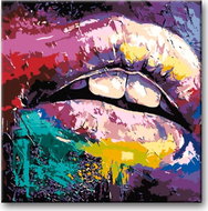 Painting by Numbers - Coloured Mouth 80x80cm without Frame and Stretching of the Canvas - Painting by Numbers