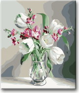 Painting by Numbers - White Tulips 80x100cm on Canvas for Frame - Painting by Numbers