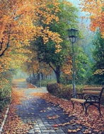 Painting by Numbers - Park in November 80x100cm without Frame and Stretching of the Canvas - Painting by Numbers