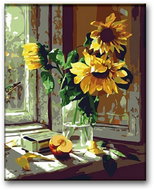Painting by Numbers - Sunflower in a Vase 40x50cm without Frame and Stretching of the Canvas - Painting by Numbers