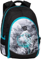 BAGMASTER DIGITAL 20 B studentský batoh - modrý s květinami - Školní batoh