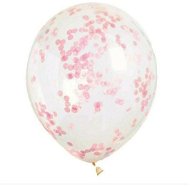 Balóny Balóniky 30cm – priehľadné s ružovými konfetami – 6 ks - Balonky
