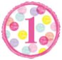 Foil Balloon 1st Birthday Pink with Polka Dots - 45cm - Balloons