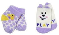 BABY born zokni - bézs és lila, kacsával és mackóval - Játékbaba ruha