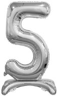 Silver Foil Balloon Number on a Pedestal, 74cm - 5 - Balloons