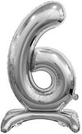 Silver Foil Balloon Number on a Pedestal, 74cm - 6 - Balloons