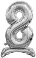 Silver Foil Balloon Number on a Pedestal, 74cm - 8 - Balloons