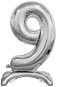 Silver Foil Balloon Number on a Pedestal, 74cm - 9 - Balloons