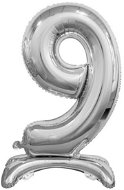 Silver Foil Balloon Number on a Pedestal, 74cm - 9 - Balloons