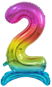 Rainbow Foil Balloon Number on a Pedestal, 74cm - 2 - Balloons