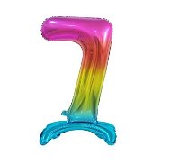 Rainbow Foil Balloon Number on a Pedestal, 74cm - 7 - Balloons