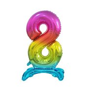 Rainbow Foil Balloon Number on a Pedestal, 74cm - 8 - Balloons