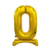 Balónik fóliový číslica zlatá na podstavci, 74 cm – 0 - Balóny