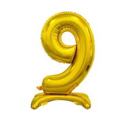 Gold Foil Balloon Number on a Pedestal, 74cm - 9 - Balloons