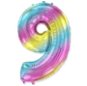 Balón foliový číslice duhová - rainbow - 102 cm - 9 - Balonky