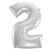 Balloon foil digit silver - 115 cm - 2 - Balloons