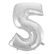 Balloon Foil Number Silver - 110cm - 5 - Balloons