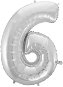 Balloon Foil Number Silver - 110cm - 6 - Balloons