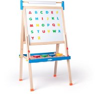 Woody Blackboard “ABC“ Contains Magnetic Letters, Paper Roll, and Cups - Board