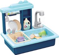 Teddies Waschbecken blau + Wasserhahn mit Zubehör - Kinderküche